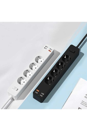 Wiwu Pd20W 4'lü Soket 1.6 metre 3'lü USB Kablolu Tekli Akım Korumalı Priz