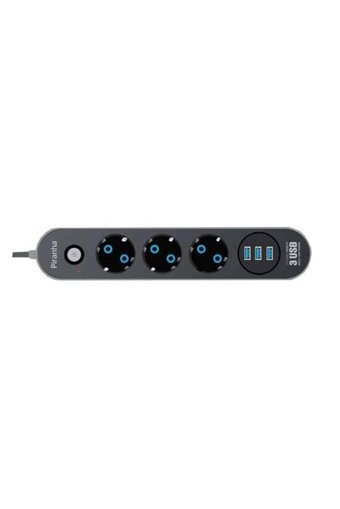 Piranha 3395 3'lü Soket 2 metre 3'lü USB Kablosuz Tekli Akım Korumalı Priz