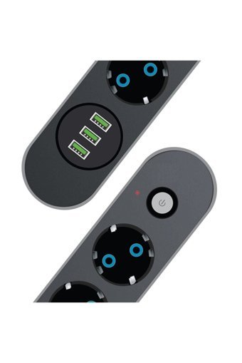 Piranha 3395 3'lü Soket 2 metre 3'lü USB Kablosuz Tekli Akım Korumalı Priz