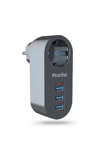 Piranha Piranha3385 Tekli Soket 3'lü USB Kablosuz Tekli Akım Korumalı Priz