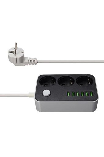 Ldnio Se3631 3'lü Soket 1.6 metre 6'lı USB Kablolu Tekli Akım Korumalı Priz