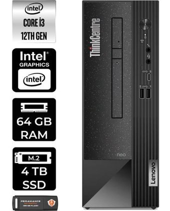 Lenovo Thinkcentre Neo 50S 11SX002VTXP350 Harici GeForce RTX 3060 Ti Intel Core i3 12100 64 GB Ram 4 TB SSD Tower FreeDos Masaüstü Bilgisayar + PER4 BELLEK