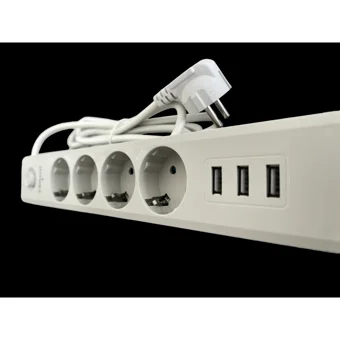Tenon 4'lü Soket 2 metre 3'lü USB Kablolu Tekli Akım Korumalı Priz