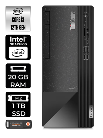 Lenovo Thinkcentre Neo 50T 11SC001ATX Harici GeForce RTX 3060 Ti Intel Core i3 12100 20 GB Ram 1 TB SSD Tower Windows 11 Pro Masaüstü Bilgisayar + PER4 BELLEK
