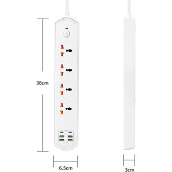 Lisa Butik 4'lü Soket 1.2 metre 6'lı USB Kablolu Çiftli Akım Korumalı Priz