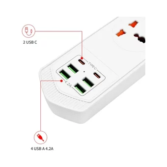 Lisa Butik 4'lü Soket 1.2 metre 6'lı USB Kablolu Çiftli Akım Korumalı Priz