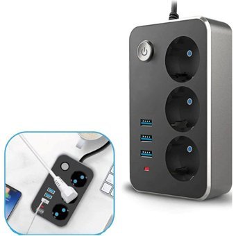 Daytona Mg-103 4'lü Soket 2 metre 3'lü USB Kablolu Çiftli Akım Korumalı Priz