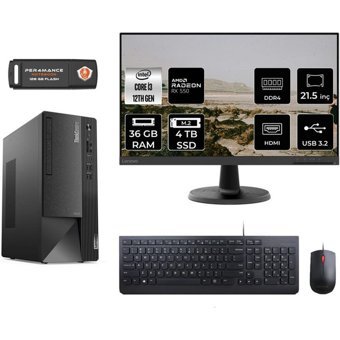 Lenovo Thinkcentre Neo 50T 11SC001ATXMNT1335 Harici Radeon RX 550 Intel Core i3 12100 36 GB Ram 4 TB SSD Tower FreeDos 21.5 inç Monitörlü Masaüstü Bilgisayar + PER4 BELLEK
