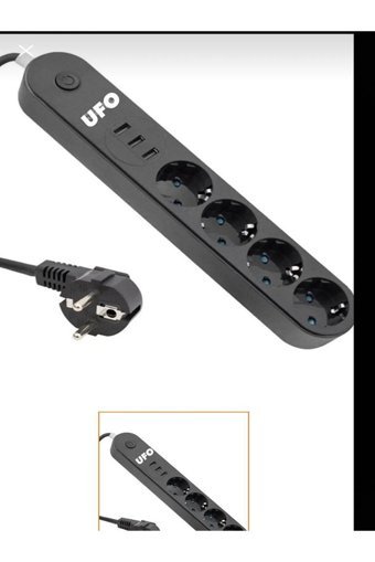 Ufo Electric Uak1453 4'lü Soket 5 metre 3'lü USB Kablolu Tekli 2500 J Akım Korumalı Priz