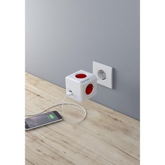 Power Cube 4'lü Soket 2'li USB Kablosuz Çiftli Akım Korumalı Priz
