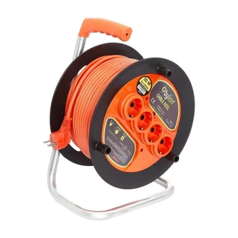 Bylion 3500 W Kalın Topraklı Akım Korumalı 4'lü 35 m Makaralı Uzatma Kablolu Priz Çok Renkli
