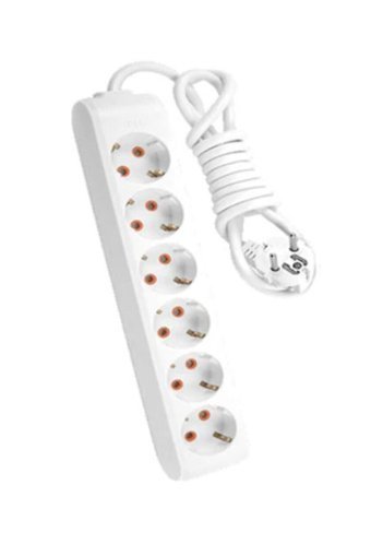 Vi̇ko Multi-Let 3500 W Kalın Topraklı Anahtarlı 6'lı 10 m Uzatma Kablolu Priz Beyaz