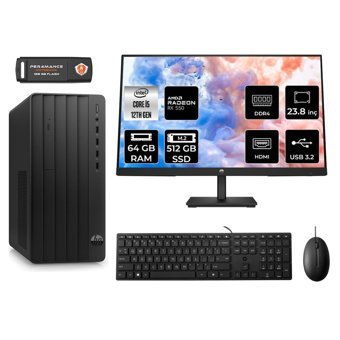 HP Tower 290 G9 6D3A5EA Harici Radeon RX 550 Intel Core i5 12500 64 GB Ram 512 GB SSD Tower FreeDos 23.8 inç Monitörlü Masaüstü Bilgisayar