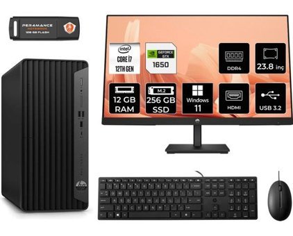 HP Pro Tower 400 G9 6U3M9EAMNT4356 Harici GeForce GTX 1650 Intel Core i7 12700 12 GB Ram 256 GB SSD Tower Windows 11 Home 23.8 inç Monitörlü Masaüstü Bilgisayar + PER4 BELLEK