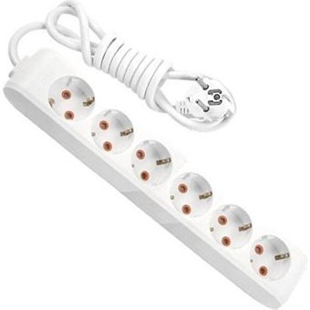 Viko 3500 W Kalın Topraklı 6'lı 6 m Uzatma Kablolu Priz Beyaz
