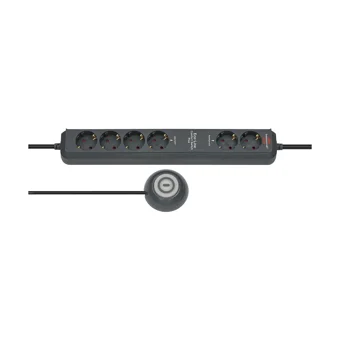 Brennenstuhl Eco Line Comfort Switch Plus Kalın Topraklı Anahtarlı 6'lı 5 m Uzatma Kablolu Priz Siyah