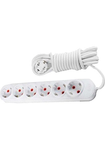 Ars 1'li500 W Kalın Topraklı 6'lı 2 m Uzatma Kablolu Priz Beyaz
