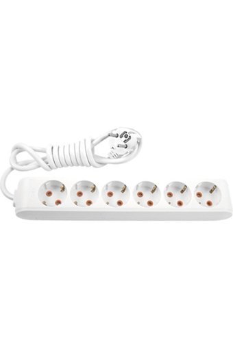Vi̇ko Multi-Let 3500 W Kalın Topraklı 6'lı 5 m Uzatma Kablolu Priz Beyaz
