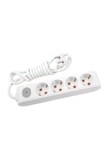 Vi̇ko Multi-Let 3500 W Kalın Topraklı Anahtarlı 4'lü 5 m Uzatma Kablolu Priz Beyaz