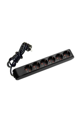 Vi̇ko Multi-Let 3500 W Kalın Topraklı 6'lı 5 m Uzatma Kablolu Priz Siyah