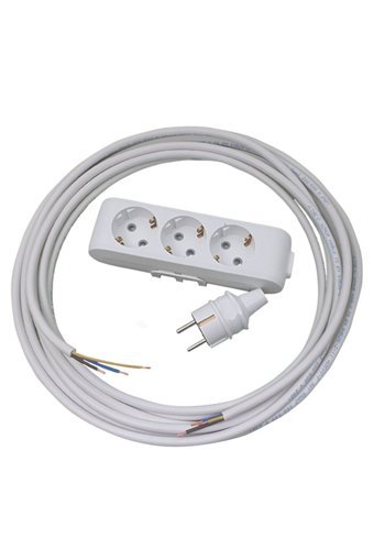 Vi̇ko 3600 W Kalın Topraklı 3'lü 20 m Uzatma Kablolu Priz Beyaz