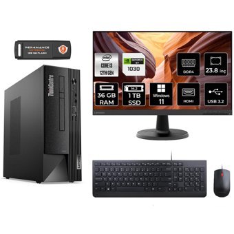 Lenovo Thinkcentre Neo 50S 11SX002VTX Harici GeForce RTX 3060 Ti Intel Core i3 12100 36 GB Ram 1 TB SSD Tower Windows 11 Pro 23.8 inç Monitörlü Masaüstü Bilgisayar