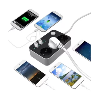Xyanling Kalın Topraklı Anahtarlı 3'lü 6 m USB Uzatma Kablolu Priz Çok Renkli