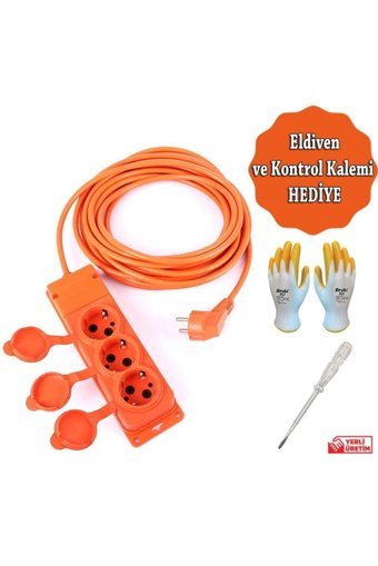 Bylion Kalın 3'lü 30 m Uzatma Kablolu Priz Siyah