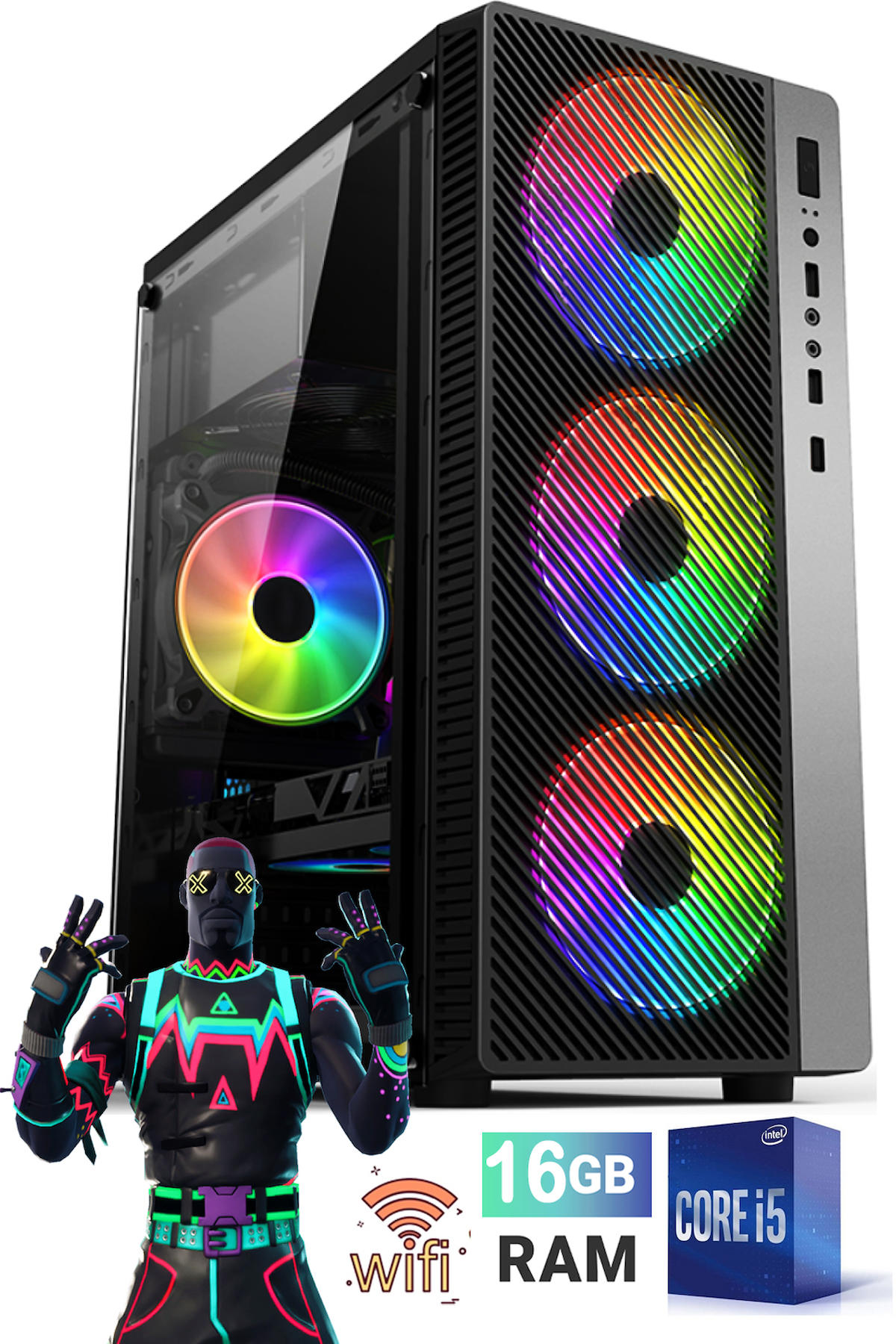 J-Tech GX189 Harici Radeon R7 240 Intel Core i5 10400F 16 GB Ram 1 TB SSD Tower FreeDos Masaüstü Bilgisayar