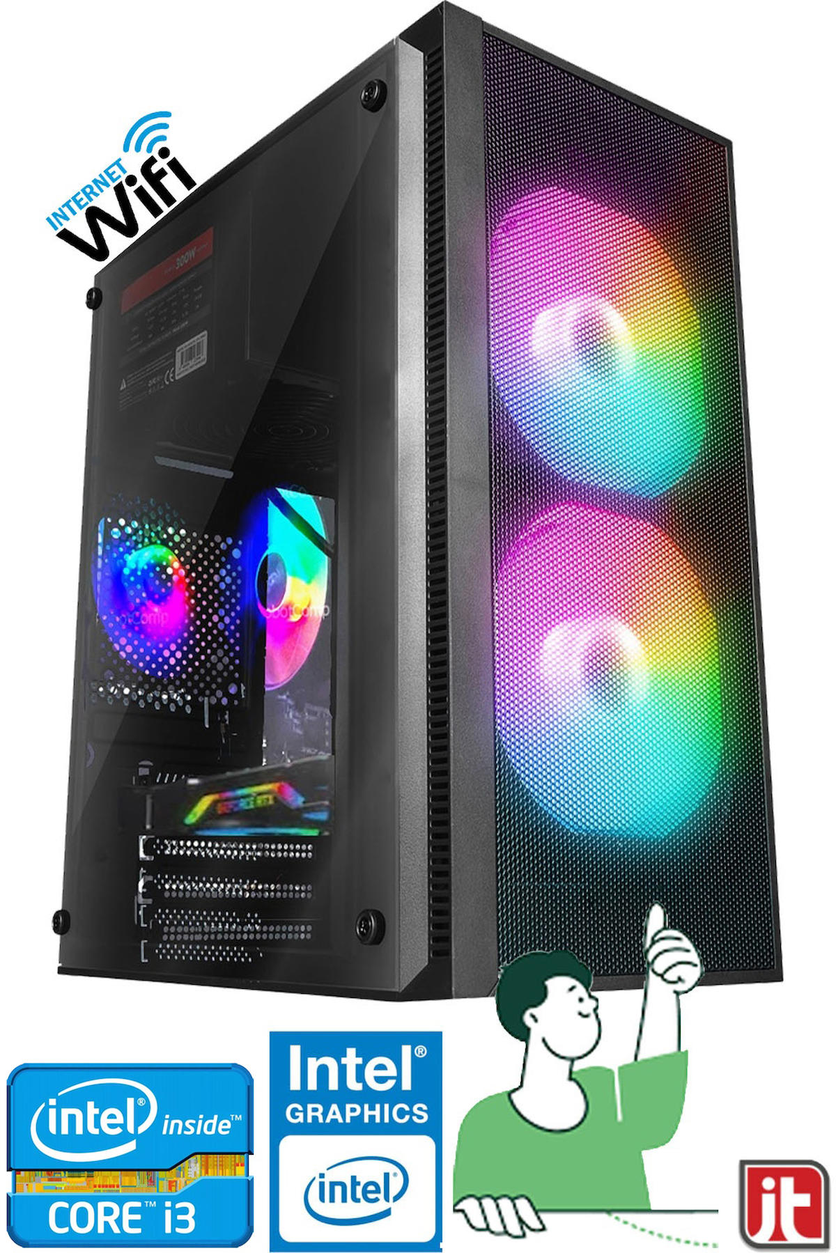 J-Tech R270 Harici GeForce RTX 3060 Ti Intel Core i3 2100 16 GB Ram 256 GB SSD Tower FreeDos Masaüstü Bilgisayar