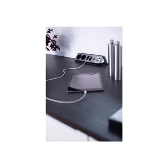 Brennenstuhl Estilo 250 W Kalın Topraklı Akım Korumalı 3'lü 2 m USB Uzatma Kablolu Priz Siyah