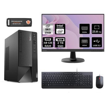 Lenovo Thinkcentre Neo 50T 11SC001ATX Harici GeForce RTX 3060 Ti Intel Core i3 12100 48 GB Ram 2 TB SSD Tower FreeDos 23.8 inç Monitörlü Masaüstü Bilgisayar
