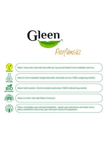Gleen Organik İçerikli Vegan Parfümsüz Yüzey Temizleyici 1 lt