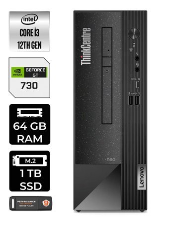 Lenovo NEO 50S 11SX002VTX Harici GeForce GT 730 4 GB Intel Core i3 12100 64 GB Ram 1 TB SSD Tower Windows 11 Pro Masaüstü Bilgisayar + PER4 BELLEK