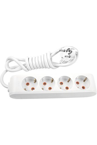 Vi̇ko 3500 W Kalın Topraklı 4'lü 5 m Uzatma Kablolu Priz Beyaz