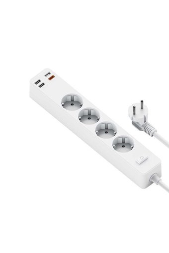 Dolia Power Strip Kalın Topraklı 4'lü USB Uzatma Kablolu Priz Beyaz