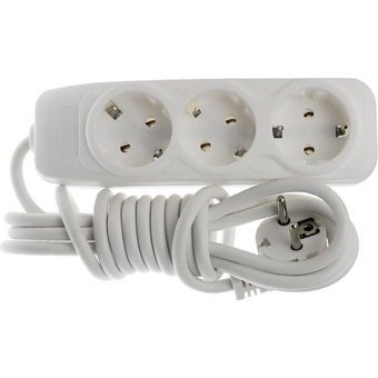 Grup Priz 3500 W Kalın Topraklı 3'lü 3 m Uzatma Kablolu Priz Beyaz