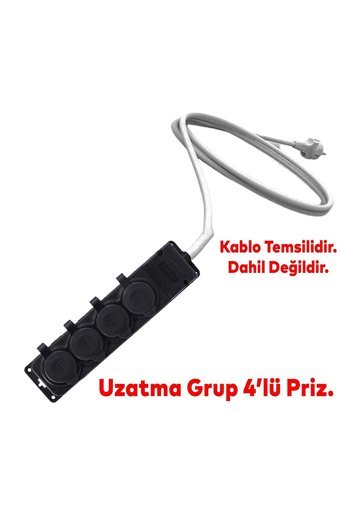 Bylion 2500 W Kalın Topraklı 4'lü Uzatma Kablolu Priz Siyah