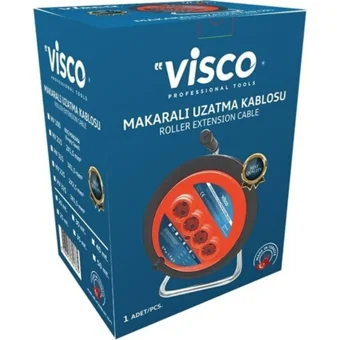 Visco Plus Kalın Topraklı 3'lü 20 m Makaralı Uzatma Kablolu Priz Çok Renkli