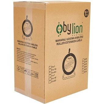 Bylion IP44 Kalın Topraklı Akım Korumalı 4'lü 40 m Makaralı Uzatma Kablolu Priz Çok Renkli