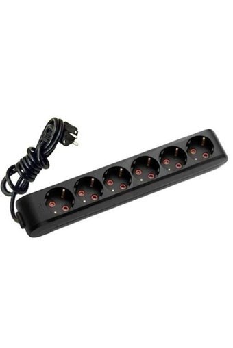 Vi̇ko Multi-Let 3500 W Kalın Topraklı 6'lı 2 m Uzatma Kablolu Priz Siyah