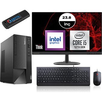Lenovo Thinkcentre Neo 50T GEN4 12JB005DTRM09 Harici GeForce RTX 3060 Ti Intel Core i5 12400 16 GB Ram 2 TB SSD Tower FreeDos 23.8 inç Monitörlü Masaüstü Bilgisayar + Zetta Flash Bellek