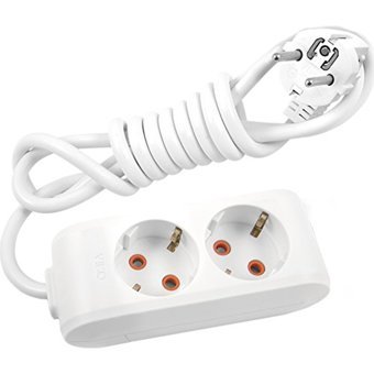 Viko 3500 W Kalın Topraklı 2'li 7 m Uzatma Kablolu Priz Beyaz