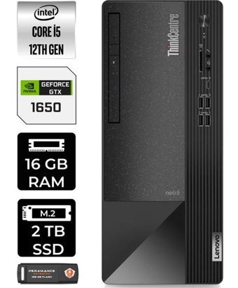 Lenovo Thinkcentre Neo 50T 11SE00MJTXP364 Harici GeForce GTX 1650 Intel Core i5 12400 16 GB Ram 2 TB SSD Tower Windows 11 Home Masaüstü Bilgisayar + PER4 BELLEK