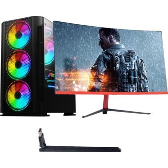 Ramtech TK110 Harici Radeon RX 550 AMD Ryzen 5 3600 4 GB Ram 512 GB SSD Tower Windows 11 Pro 23.6 inç Monitörlü Masaüstü Bilgisayar