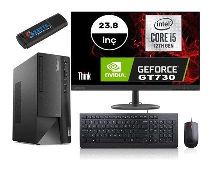 Lenovo Thinkcentre Neo 50T GEN4 12JB005DTRMG735 Harici GeForce GT 730 Intel Core i5 12400 32 GB Ram 4 TB SSD Tower Windows 11 Home 23.8 inç Monitörlü Masaüstü Bilgisayar + Zetta Flash Bellek