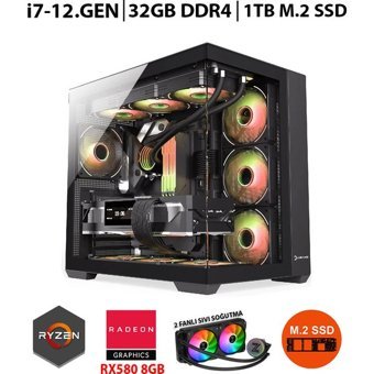 Zeiron BLADE RX20 Harici GeForce RTX 3060 Ti Intel Core i7 12700F 32 GB Ram 1 TB SSD Tower FreeDos Masaüstü Bilgisayar