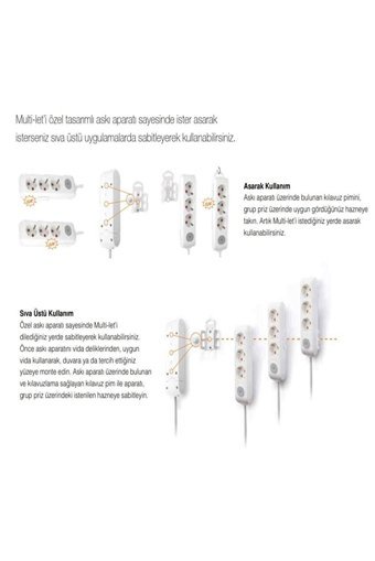 Vi̇ko Multi-Let 3500 W Kalın Topraklı 4'lü 5 m Uzatma Kablolu Priz Beyaz