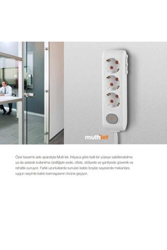 Vi̇ko Multi-Let 3500 W Kalın Topraklı 4'lü 5 m Uzatma Kablolu Priz Beyaz