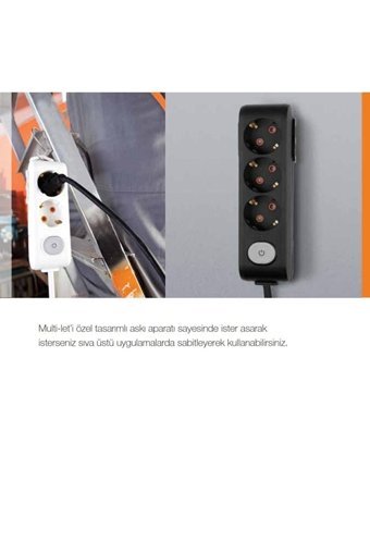 Vi̇ko Multi-Let 3500 W Kalın Topraklı 4'lü 5 m Uzatma Kablolu Priz Beyaz